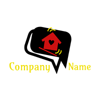 Logotipo de casa roja en una burbuja - Bienes raices & Hipoteca Logotipo