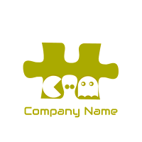 Logotipo de rompecabezas verde Pac-Man - Computadora Logotipo