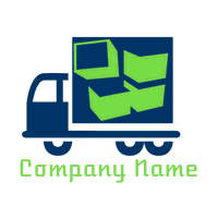 Logo de camión de mudanza con cajas verdes - Automobiles & Vehículos Logotipo
