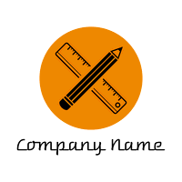 Logo naranja con regla y lápiz - Arte & Entretenimiento Logotipo