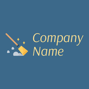 Broom logo on a blue background - Limpieza & Mantenimiento