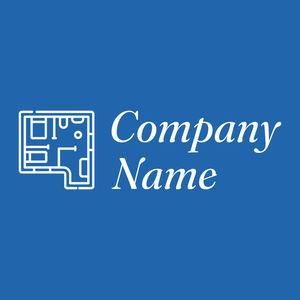 House plan logo on a Cerulean Blue background - Domaine de l'architechture
