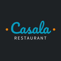Logo con nombre de restaurante azul y naranja - Viajes & Hoteles Logotipo
