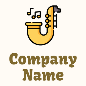Golden Saxophone on a Floral White background