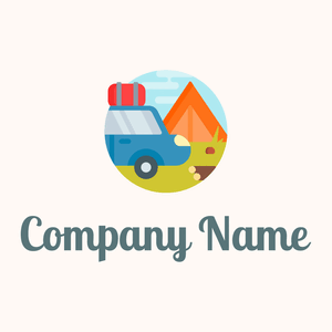 Camping logo on a Seashell background - Automobile & Véhicule