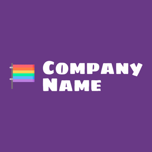 Rainbow flag logo on a violet background - Comunidad & Sin fines de lucro