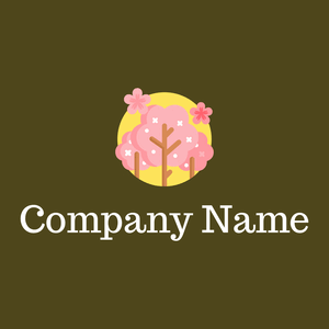 Pink Cherry blossom logo on a  green background - Bloemist