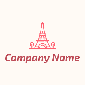 Outlined Eiffel tower logo on a Seashell background - Architektur
