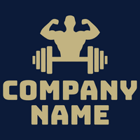 Logo deportivo con mancuernas y silueta musculosa - Deportes Logotipo