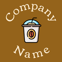 Iced coffee logo on a Golden Brown background - Essen & Trinken