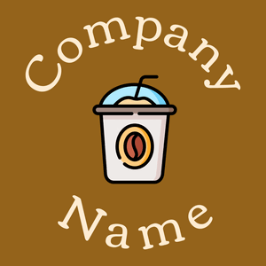 Iced coffee logo on a Golden Brown background - Essen & Trinken