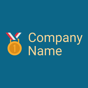 Gold medal logo on a Dark Cerulean background - Deportes