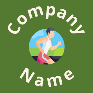 Running logo on a Green Leaf background - Sports