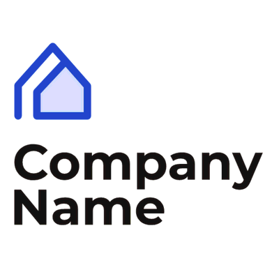 Logo combinado con silueta de casa azul - Bienes raices & Hipoteca Logotipo
