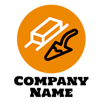Logotipo de mampostería con pala y ladrillo - Industrial Logotipo