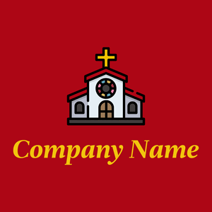 Church on a Venetian Red background - Religión
