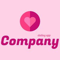 Folded pink heart with app logo - Dating