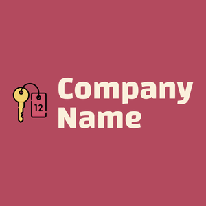 Hotel Room key logo on a dark pink background - Voyage & Hotel