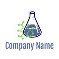 Frasco con logo de partículas verdes - Medical & Farmacia Logotipo