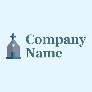 Church front on a Alice Blue background - Religión