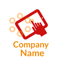 Logo con manecilla roja y tablet - Tecnología Logotipo