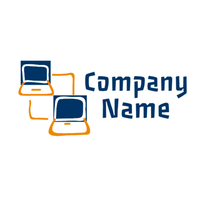Logo encuadernado con dos ordenadores - Internet Logotipo