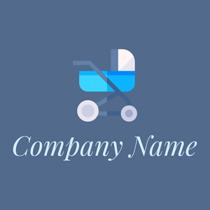 Baby carriage logo on a Kashmir Blue background - Crianças & Cuidados