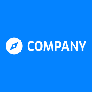 White compass logo on a blue background - Comunicaciones