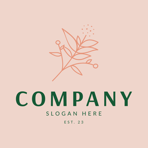 Logo of a flower with leaves on coral - Mariage