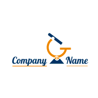 Logotipo microscopio azul y naranja - Medical & Farmacia Logotipo