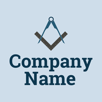 Blue and gray ruler and compass logo - Industrial
