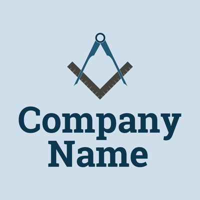 Logotipo de regla y brújula azul y gris - Tecnología Logotipo