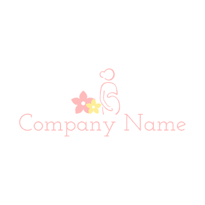 Logotipo de flores y silueta de mujer embarazada - Comunidad & Sin fines de lucro Logotipo
