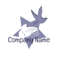Logotipo estrella con mano y pájaro - Comunidad & Sin fines de lucro Logotipo
