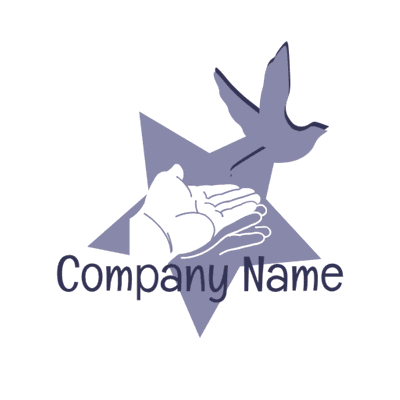 Logotipo estrella con mano y pájaro - Religión Logotipo