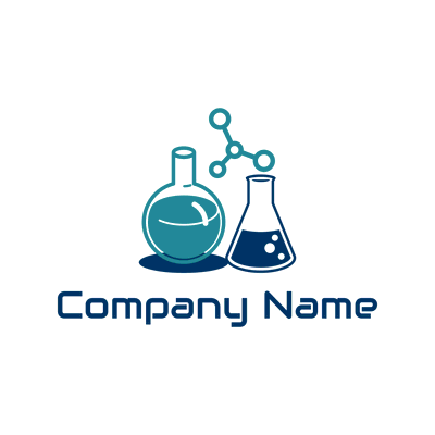 Dos matraces y logo de química - Medical & Farmacia Logotipo