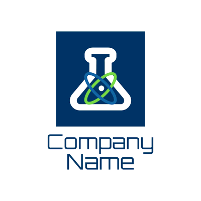 Logotipo de química y matraz - Industrial Logotipo