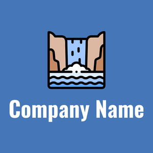 Waterfall logo on a Blue background - Abstracto