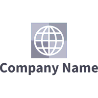 Business-Logo mit Globus auf grauem Hintergrund - Internet