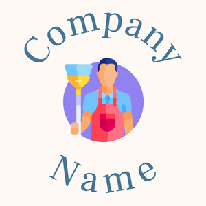 Broom logo on a Seashell background - Limpieza & Mantenimiento