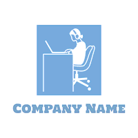 Logo de una persona sentada en un escritorio - Computadora Logotipo