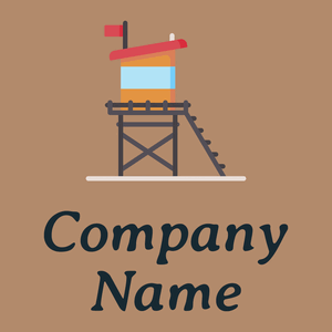 Lifeguard tower logo on a Medium Wood background - Segurança