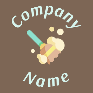 Broom logo on a brown background - Limpieza & Mantenimiento