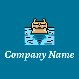Hippopotamus logo on a Cerulean background - Animales & Animales de compañía