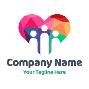 minimalist people in colorful heart logo - Community & No profit