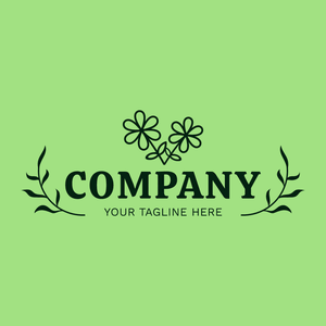 Logo of two flowers on green with stems - Floral