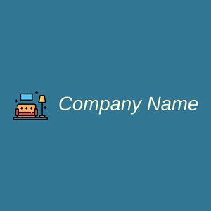 Interior design logo on a Lochmara background - Architektur