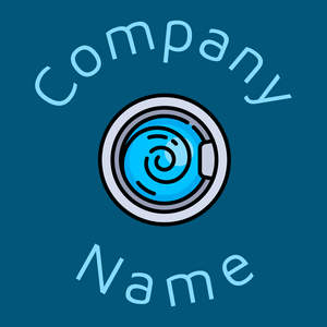 Washing machine logo on a Blue Lagoon background - Limpeza & Manutenção