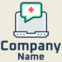 Computadora con logotipo de chat de salud - Internet Logotipo