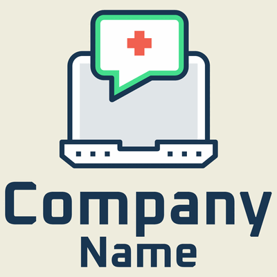 Computadora con logotipo de chat de salud - Computadora Logotipo